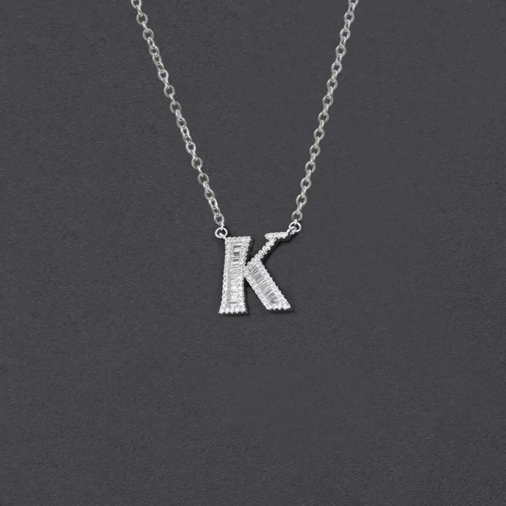 INITIAL ZIRCON NECKLACE-S925 SOLID SILVER